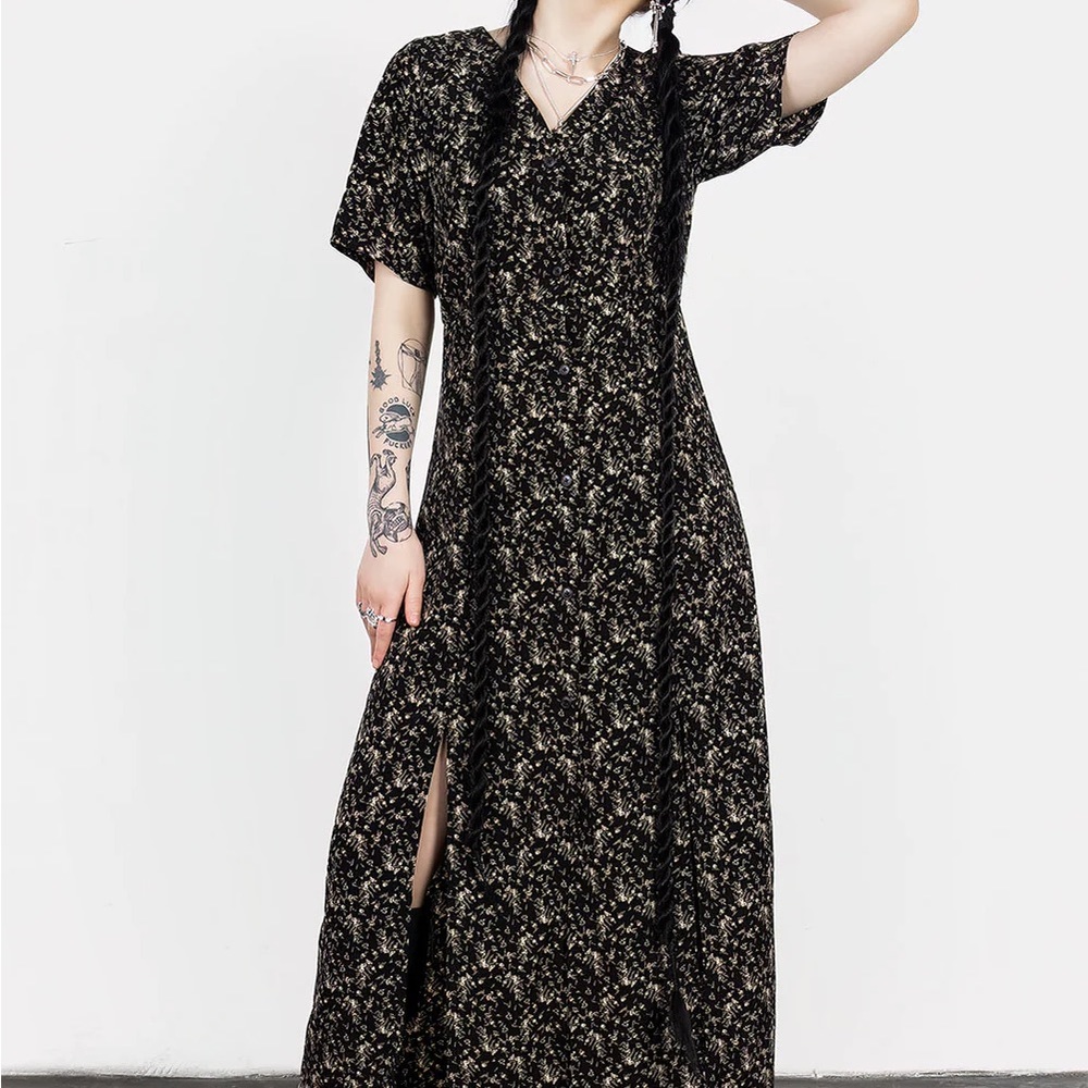 Disturbia Gardenia Print Button Down Midaxi Dress